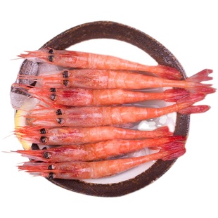 俄罗斯特大刺身甜虾蓝盒冰山甜虾日料生食北极虾带籽料理即食3L4L