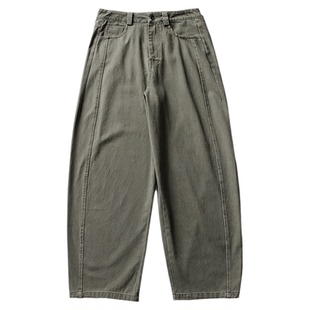 万有引力博物馆 纯色休闲裤女春秋款宽松裤子中性风直筒裤长裤