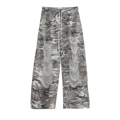 CBXLAB儿童迷彩破洞蕾丝嘻哈长裤