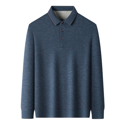 【加绒加厚】恒源祥秋冬季羊毛长袖T恤商务休闲POLO衫保暖上衣男