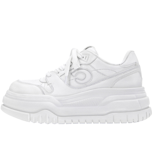 明星同款NOOWA真皮小白鞋女2025新款做旧透气厚底增高时尚休闲鞋