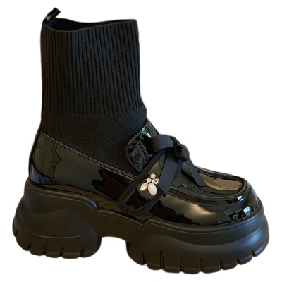 松糕厚底轻便不累脚英伦风袜靴