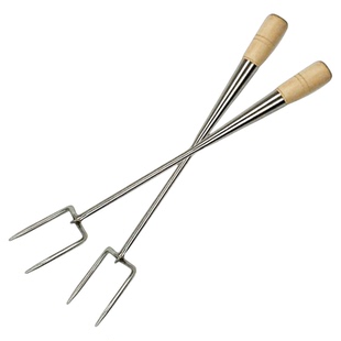 长把木柄无磁不锈钢肉叉鸡鸭鹅汤钩大双钩捞肉叉肉勾烤肉煮肉厨具