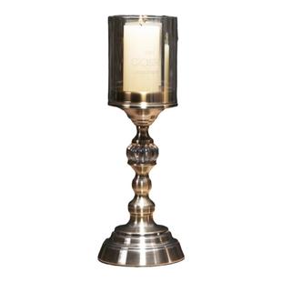 轻奢复古北欧式金属玻璃蜡烛台浪漫烛光晚餐桌道具家用装饰品摆件