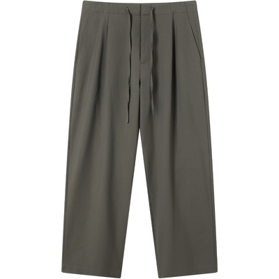 LEZORA亚麻牛津布飘带直筒休闲裤