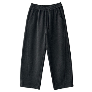 马克斯星球 松紧腰厚款卫裤男秋冬新款休闲宽松直筒运动裤长裤