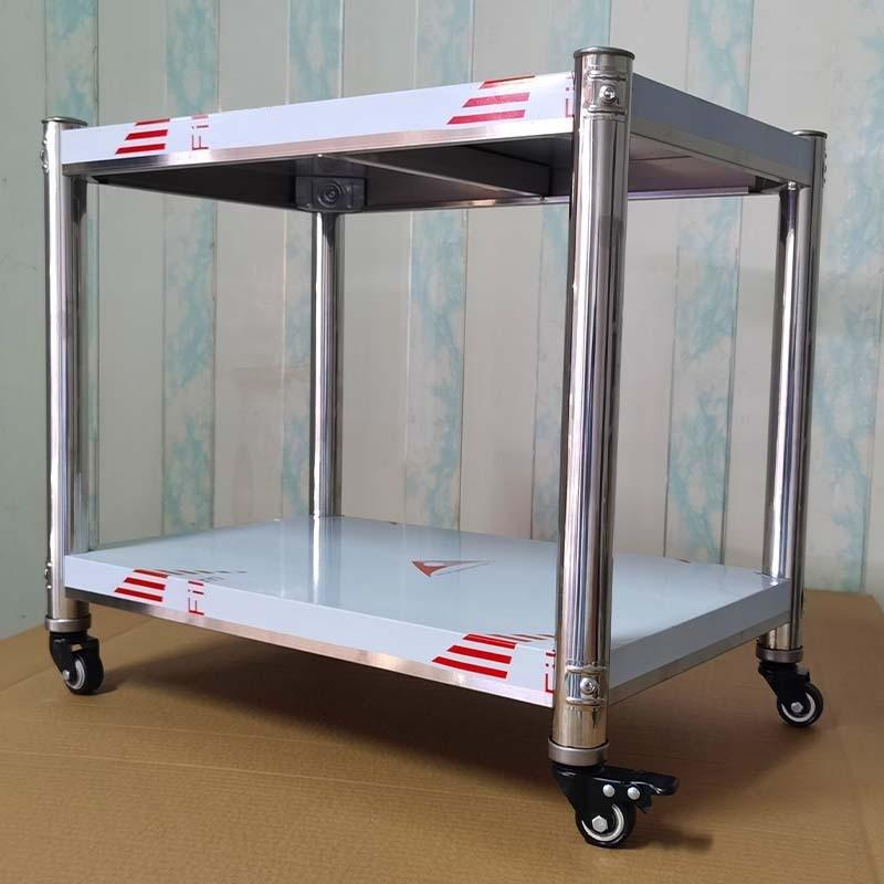 小型带轮子不锈钢置物架两层万向轮厨房储物收纳架落地多层可移动