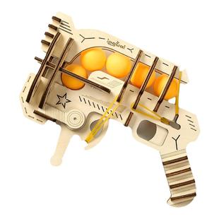仿真皮筋手枪木制拼图3d立体拼装模型儿童益智复仇者玩具木质拼板