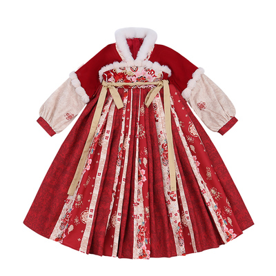 拜年服女童汉服冬季儿童新年唐装2025新款国风冬装加厚喜庆过年服