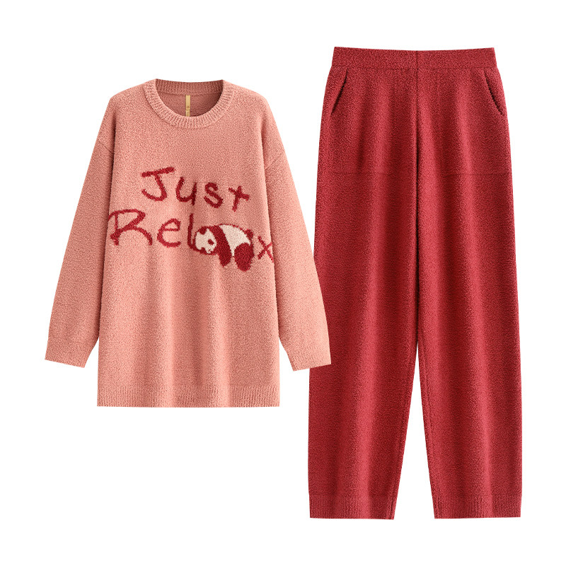 家乐芬睡衣女秋冬款半边绒软糯加厚加绒珊瑚绒家居服韩版高级冬装