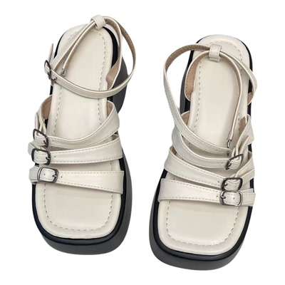 厚底增高6cm罗马凉鞋女配裙子