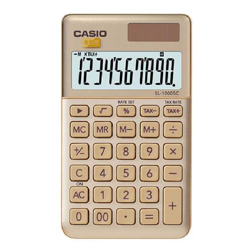 CASIO/卡西欧SL-1000SC时尚网红款高颜值女神款计算器小型便携电子商用会计办公太阳能计算器10位宽屏 送皮套