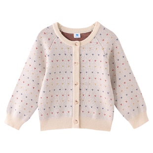 【商场同款】丽婴房儿童羊绒开衫毛线衣女童休闲毛针织衫外套新款