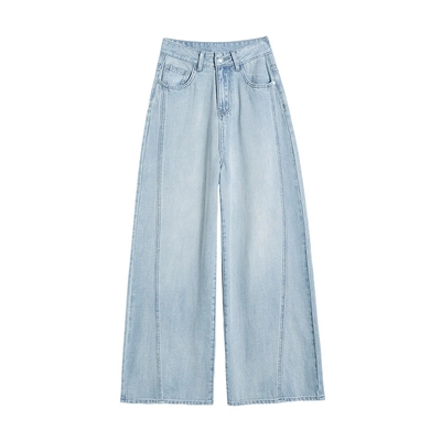 天丝阔腿牛仔裤女垂感直筒拖地裤