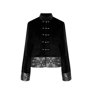 织造司[笼中月]新中式盘扣立领织银丝绒外套上衣暗纹提花刺绣衬衫