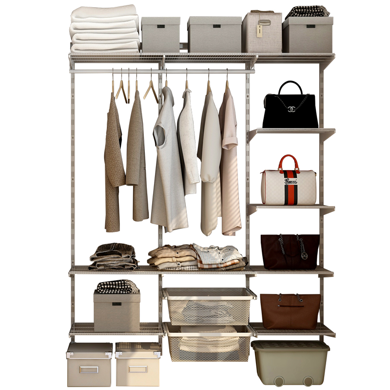 1.7m宽开放式金属小户型衣帽间整体衣橱卧室衣柜环保储物间定制