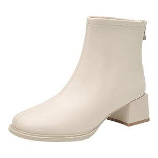 大东高跟短靴女2026新款秋冬加绒靴子切尔西女靴法式小踝靴瘦瘦靴