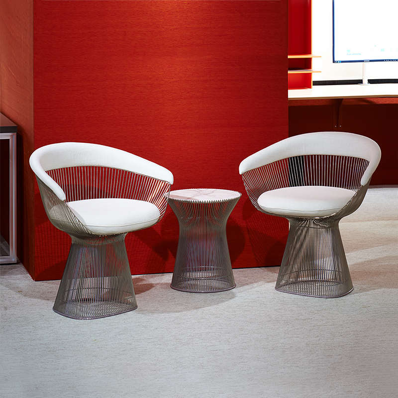 浩荣北欧设计金属线条底座靠背休闲椅钢丝铁艺不锈钢普拉特纳椅