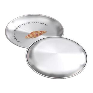 港湾奶油风不锈钢吐骨碟餐盘家用精致小碟子餐桌骨头渣盘圆形盘子