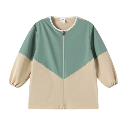 儿童防水防脏罩衣薄款长袖拉链