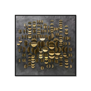 灰幕金缀诧寂风金属装饰画客厅餐厅玄关卧室高级感立体实物装置画