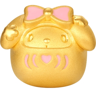 潮宏基三丽鸥足金串珠手绳手链黄金转运珠珐琅3D硬金达摩生日礼物