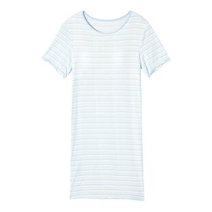 爱美丽清风罗纹天丝莫代尔带胸垫短袖睡裙家居服防凸点睡衣女夏季