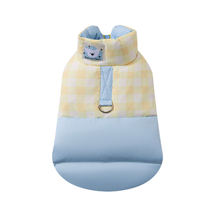 BFF宠物服装马卡龙格纹拼色狗狗猫咪羽绒服90白鸭绒羽绒棉服外套