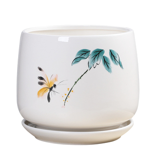 北欧简约花盆陶瓷清仓特价创意黑白个性大号特大号带托盘家用阳台