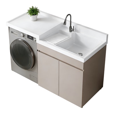 洗衣柜石英石高低组合伴侣一体盆