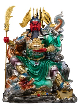 关公神像树脂聚宝盆招财摆件