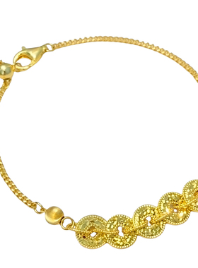 足金包银爆闪碎冰冰五帝钱币手链