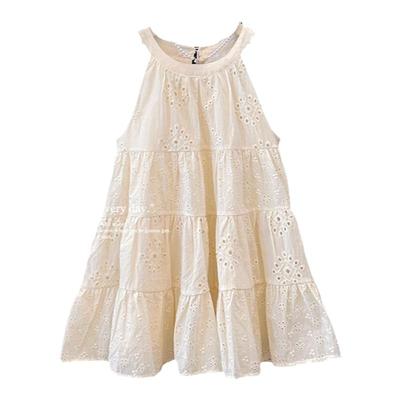 女童夏季蕾丝无袖挂脖连衣裙棉布