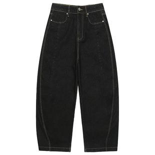 GUUKA潮牌黑色弯刀裤男款撞钉牛仔长裤 美式vibe裤子青少年阔腿裤