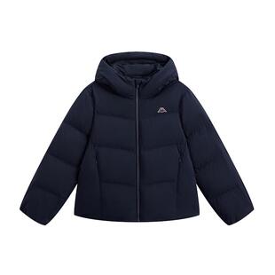 Kappa卡帕女装2025冬季新款简约百搭保暖刺绣连帽羽绒服K0F82YY27