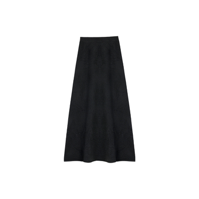 姜雯简约百搭A字高腰羊毛半身裙