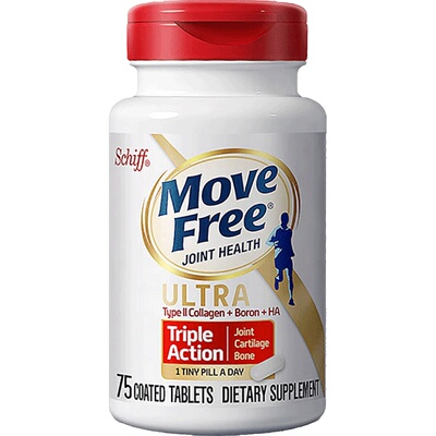 现货*美国Schiff Move Free Ultra关节骨胶原维骨力胶原白瓶75粒