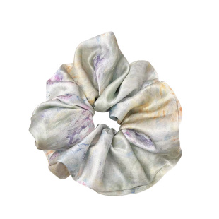 莫奈睡莲绿色系肠圈发圈头饰法式扎头发饰后脑勺大肠头绳韩国发绳