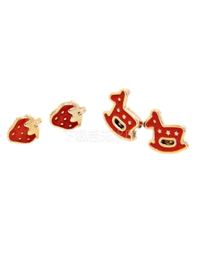 niuko红色金色超可爱diy衬衫扣