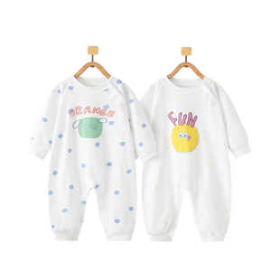 班杰威尔秋季婴儿连体衣纯棉长袖肩扣宝宝睡衣宽松护肚哈衣爬服