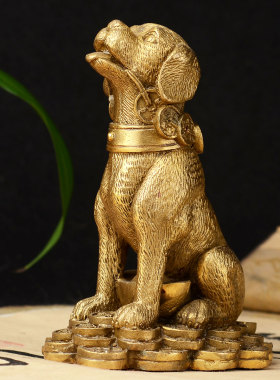 纯黄铜狗摆件生肖狗补西北缺角守家狗家居装饰工艺品摆设