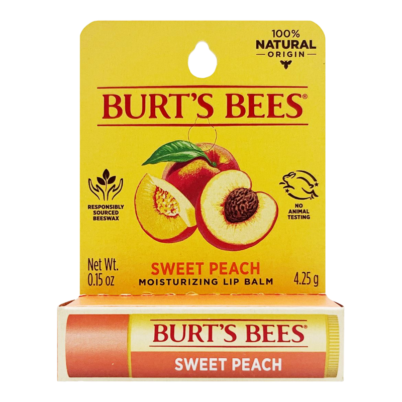 BURT'S BEES 小蜜蜂100%天然保湿润唇膏甜桃0.15oz/4.25g长效秋冬