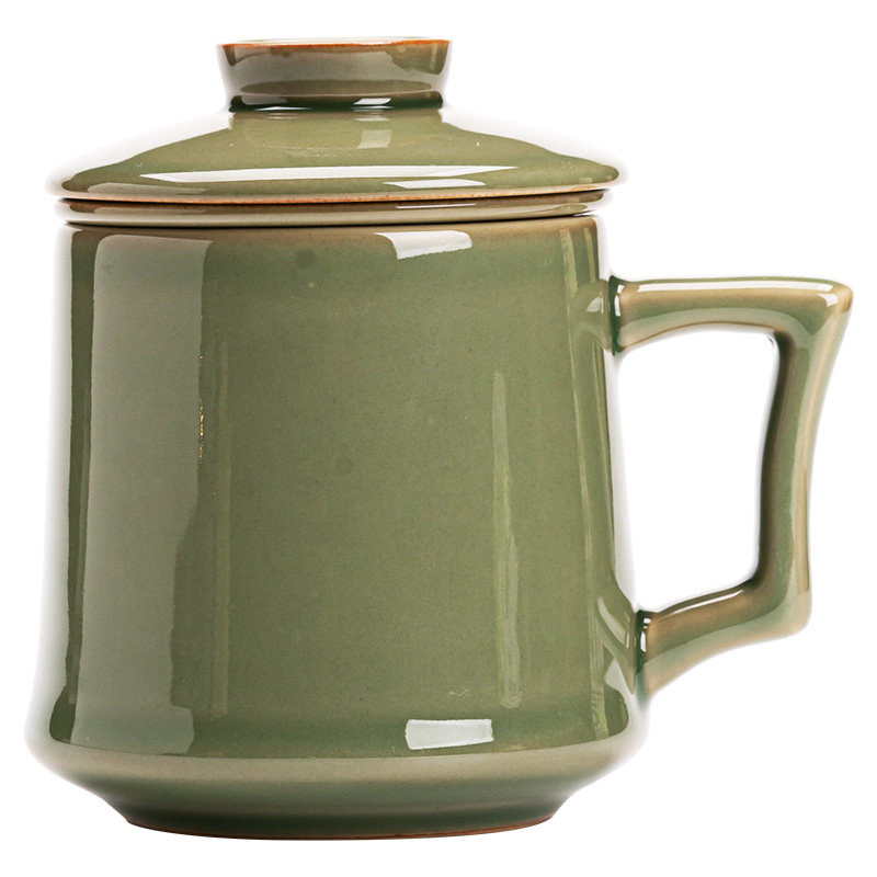 陶瓷水杯马克杯过滤茶杯带盖
