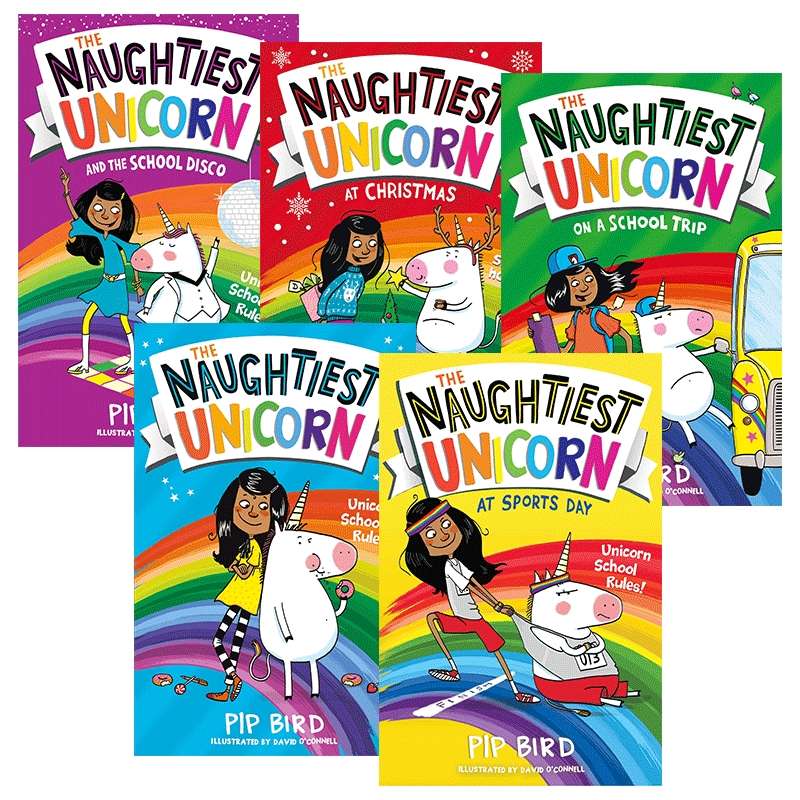 淘气的独角兽系列5册 英文原版 The Naughtiest Unicorn 儿童幽默搞笑故事书 章节书 英文版进口儿童校园漫画文学小说 Pip Bird
