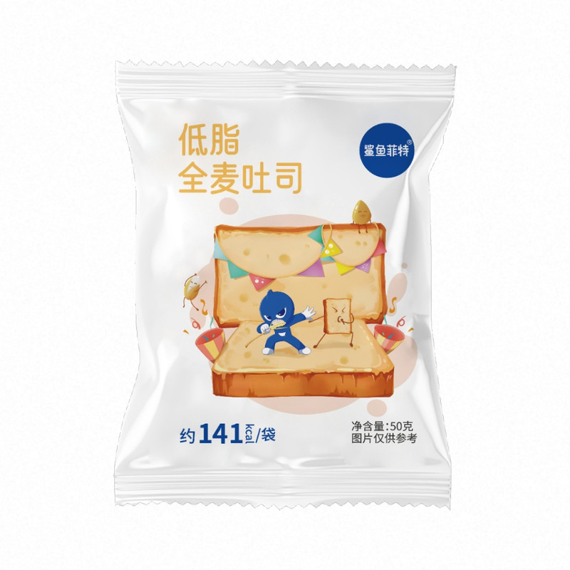 鲨鱼菲特全麦黑麦低脂吐司面包代餐即食松软早餐饱腹零食