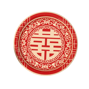 喜庆一次性结婚纸盘碟子婚庆喜宴酒席干果喜糖瓜订婚喜事红色餐盘
