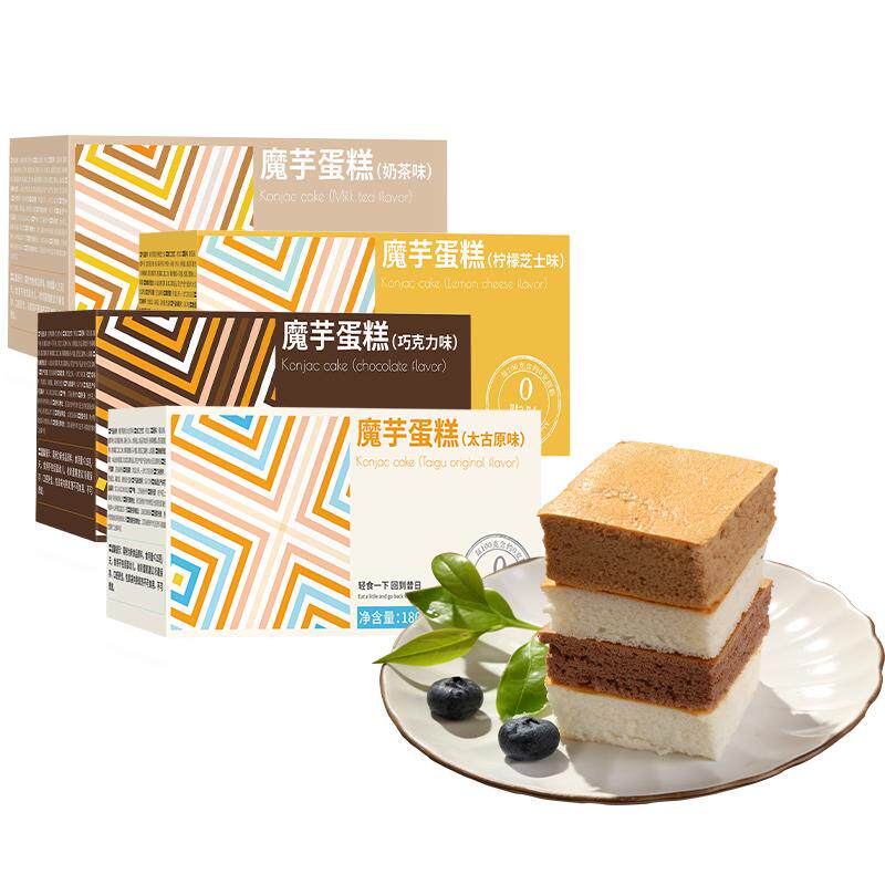 0脂肪魔芋蛋糕油卡低早餐热量巧克力面包健康零食品代餐饱腹食品