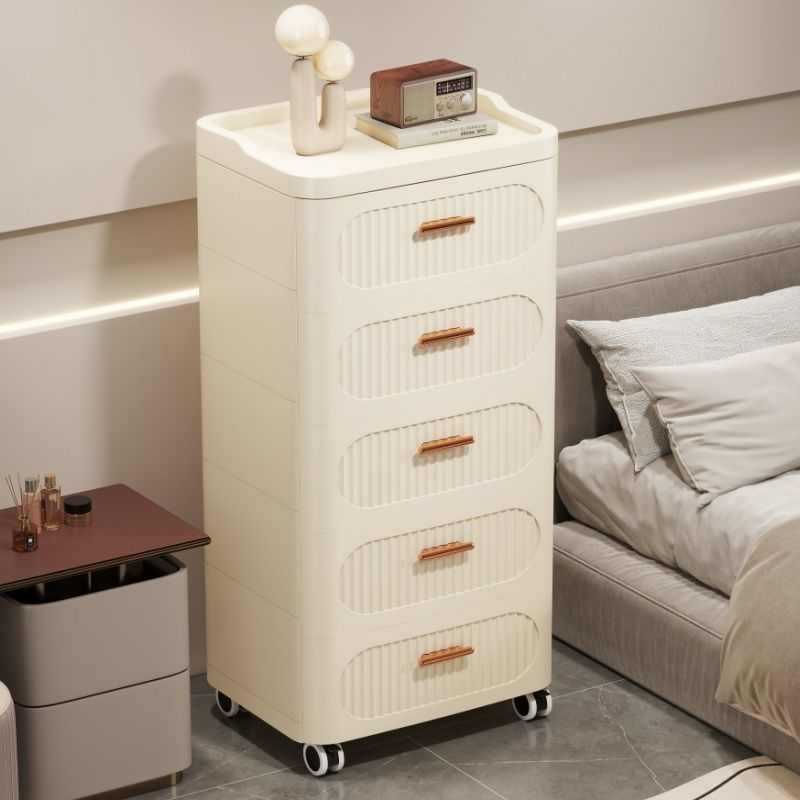 奶油风抽屉式收纳柜多层置物柜客厅杂物五斗柜床头可移动储物柜子