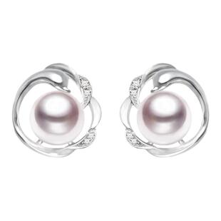 GiO珠宝 18K金Akoya海水珍珠耳钉小天鹅耳饰高级感耳环