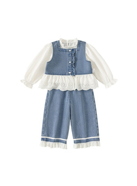 INSbobo女童牛仔套装春秋衣服潮